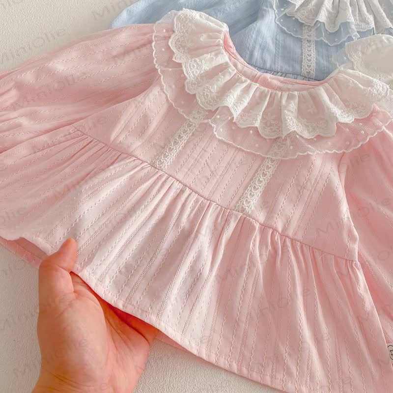 Baby Toddler Solid Color Lace T-shirt - image 8