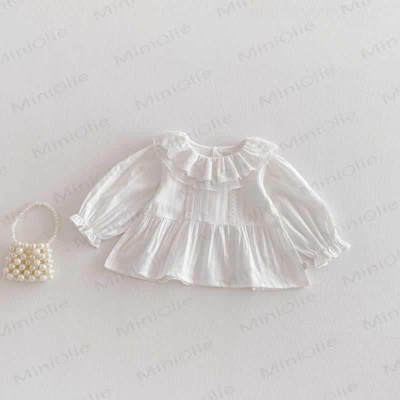 Baby Toddler Solid Color Lace T-shirt - White - 5-7T - image 4