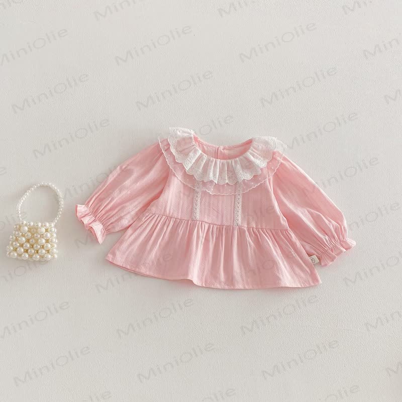 Baby Toddler Solid Color Lace T-shirt - Pink - 5-7T - image 11