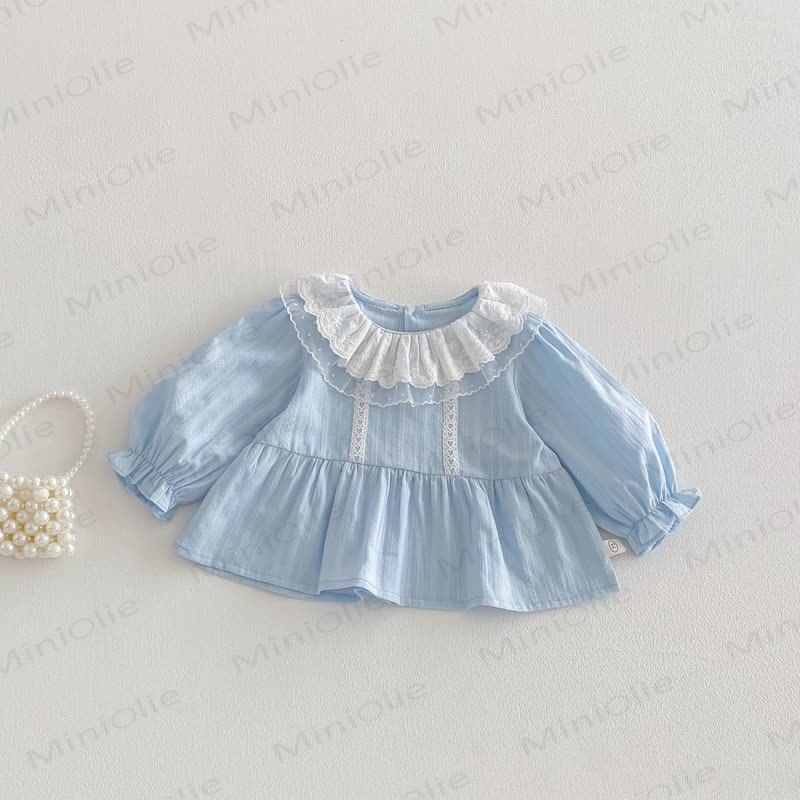 Baby Toddler Solid Color Lace T-shirt - Blue - 5-7T - image 12