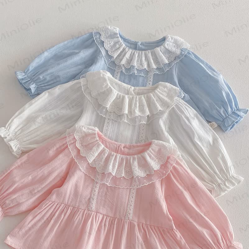 Baby Toddler Solid Color Lace T-shirt - image 7