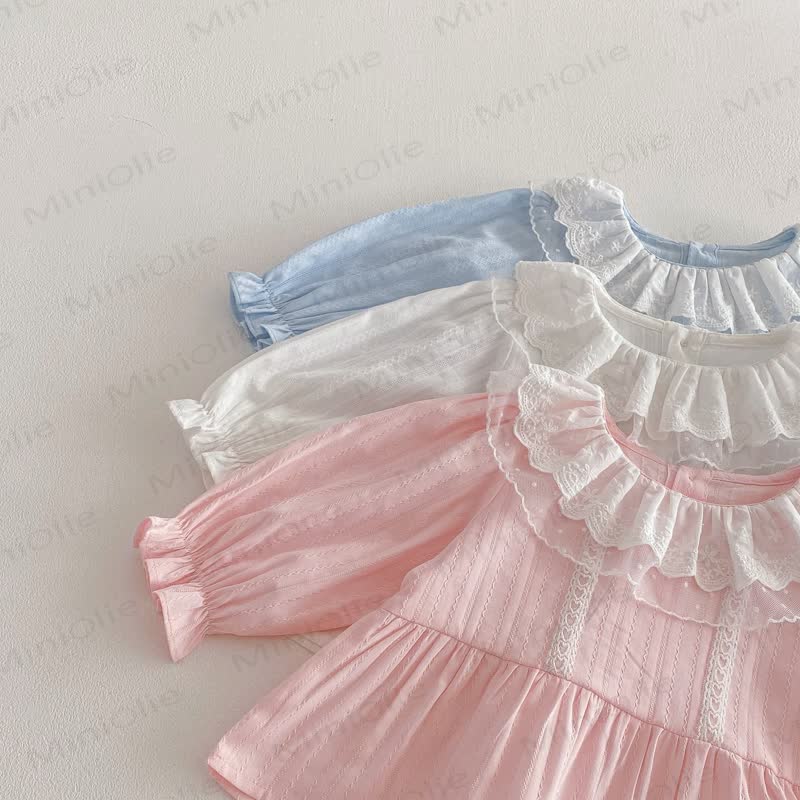 Baby Toddler Solid Color Lace T-shirt - image 6