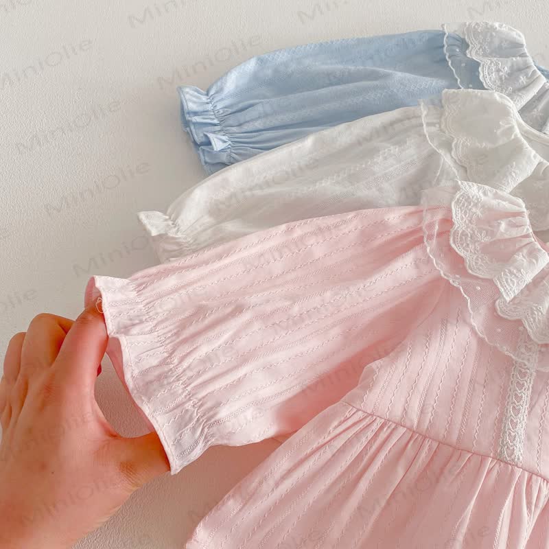 Baby Toddler Solid Color Lace T-shirt - image 9