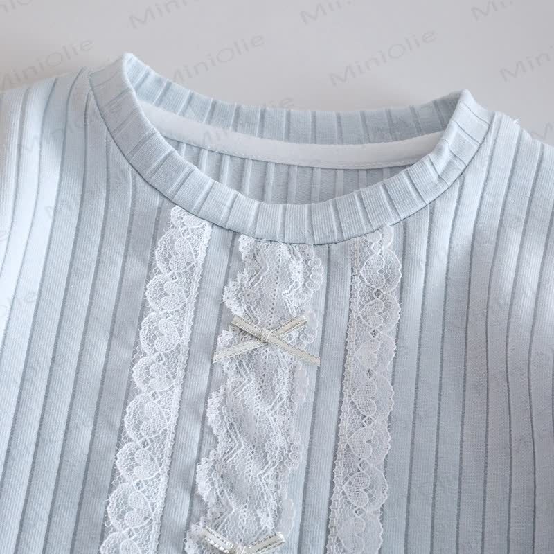 Toddler Girl Ribbed Bow Lace T-shirt - image 5