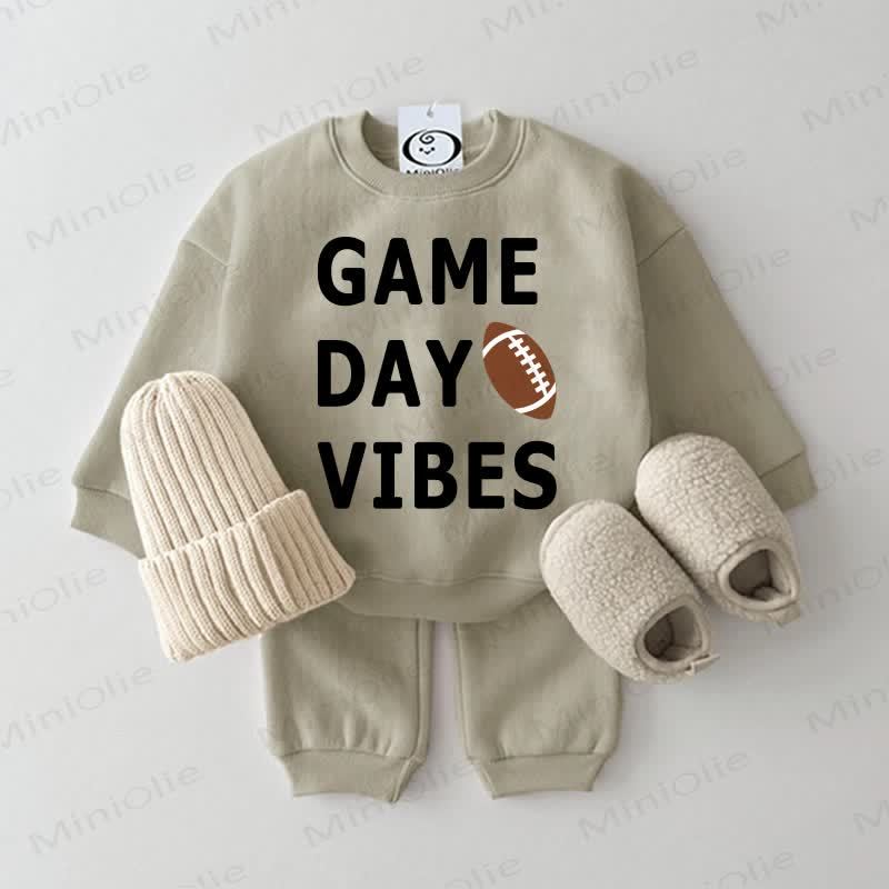 GAME DAY VIBES Baby Sweatshirt 2-piece Grey Green Set - Grey Green - 2-3T - image 1