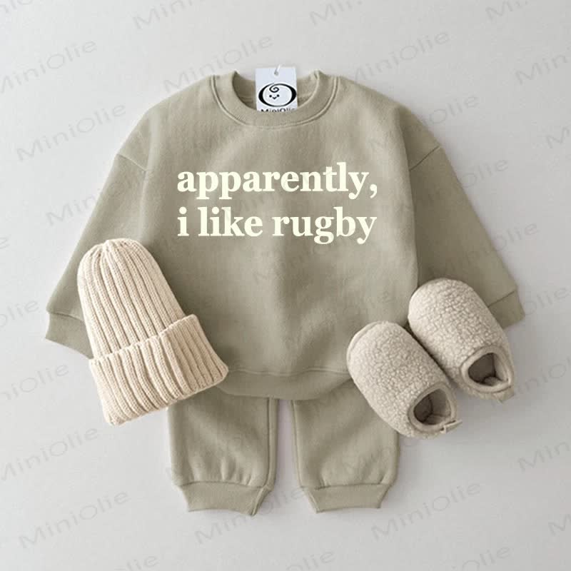 APPARENTLY, I LIKE RUGBY Baby Sweatshirt 2-piece Grey Green Set - Grey Green - 2-3T - image 1