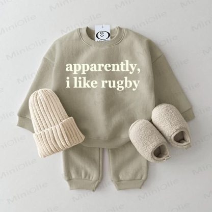APPARENTLY, I LIKE RUGBY Baby Sweatshirt 2-piece Grey Green Set - Grey Green - 2-3T - image 1
