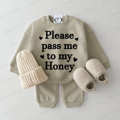 PLEASE PASS ME TO MY HONEY Baby Sweatshirt 2-piece Grey Green Set - Grey Green - 2-3T - image 1