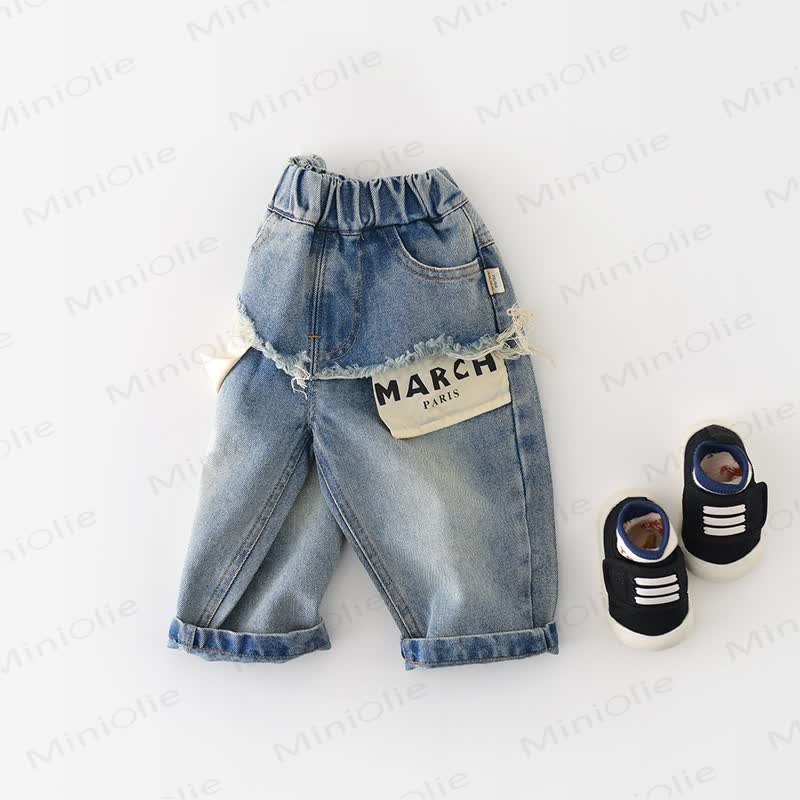 MARCH PARIS Baby Toddler Denim Pants - Blue - 3-5T - image 1