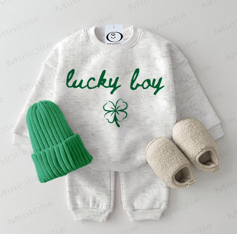 LUCKY BOY Baby Sweatshirt 2-piece Light Grey Set - Light Grey - 2-3T - image 1