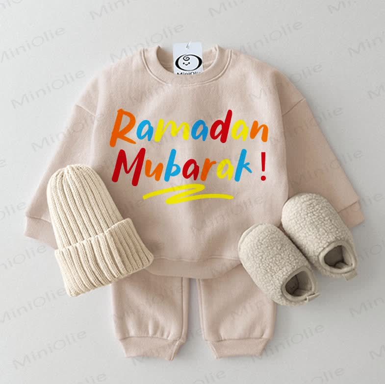 RAMADAN MUBARAK! Baby Sweatshirt 2-piece Beige Set - Beige - 2-3T - image 1