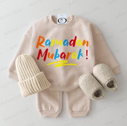 RAMADAN MUBARAK! Baby Sweatshirt 2-piece Beige Set - Beige - 2-3T - image 1