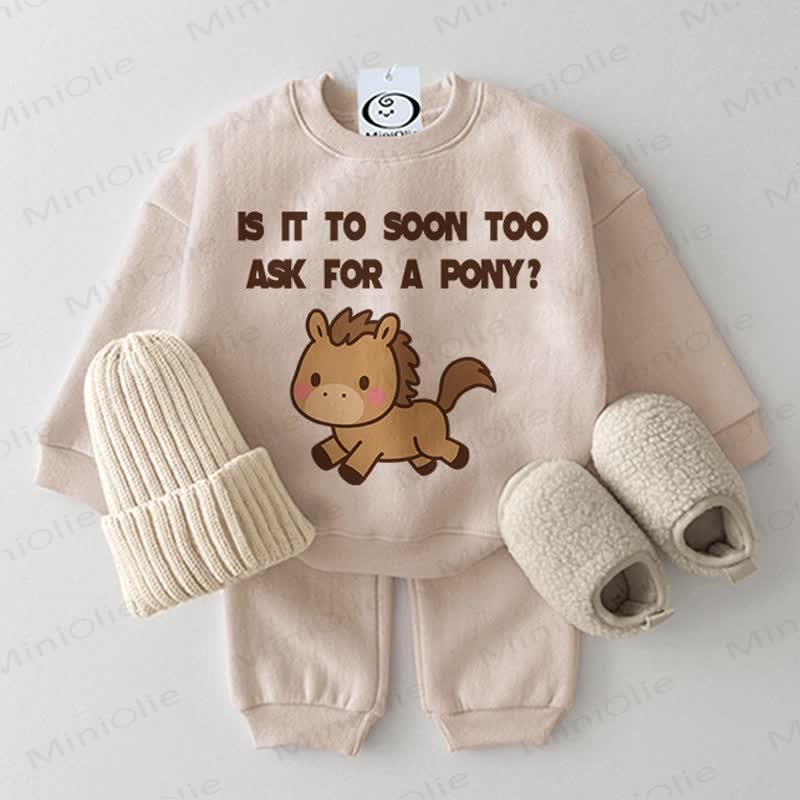 IS IT TOO SOON TO ASK FOR A PONY Baby Beige 2-piece Set - Beige - 2-3T - image 1