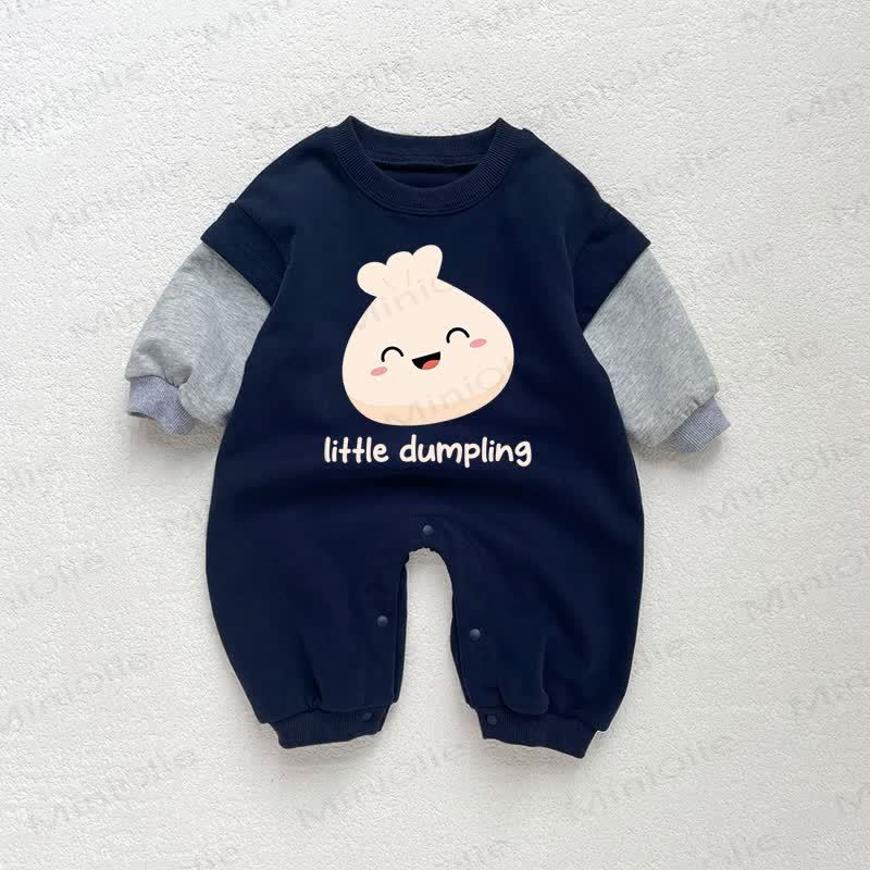 LITTLE DUMPLING Baby Toddler Dark Blue Color Block Romper - Dark Blue - 18-24M - image 1