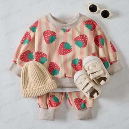 Baby Beige Stripe Strawberry 2-piece Set - image 2