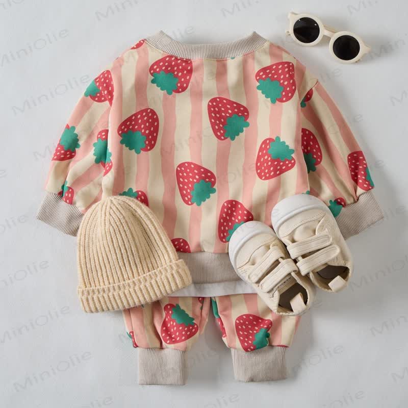 Baby Beige Stripe Strawberry 2-piece Set - image 3
