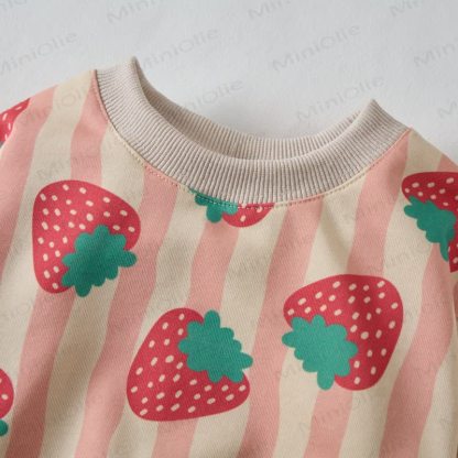 Baby Beige Stripe Strawberry 2-piece Set - image 5
