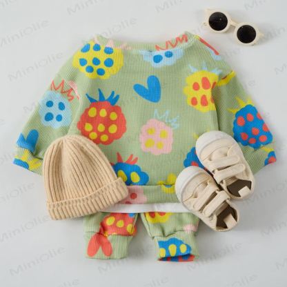 Baby Grey Green Multicolor Fruit Love Waffle 2-piece Set - image 3