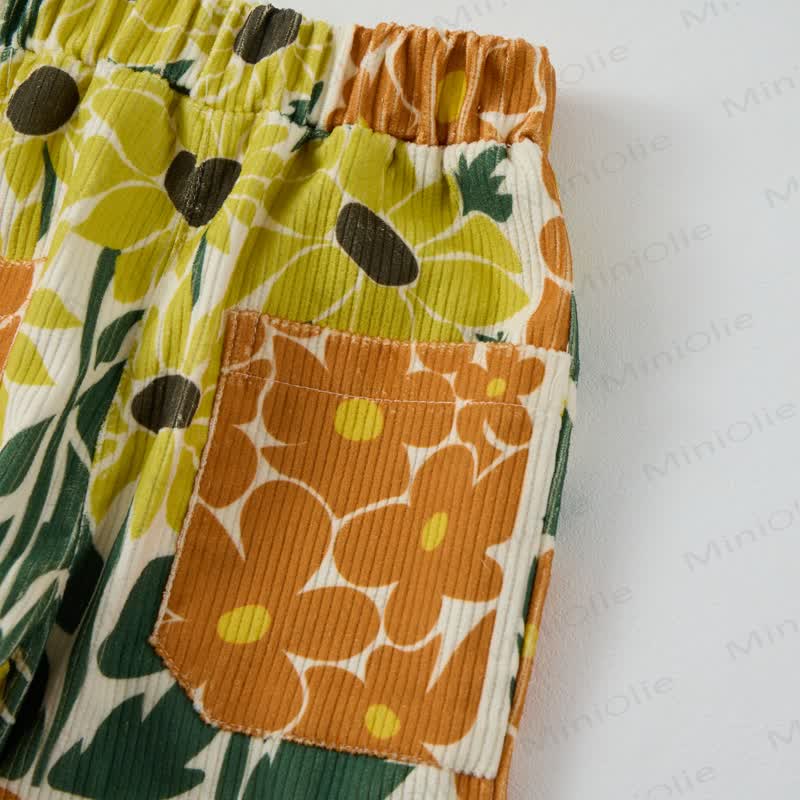 Baby Toddler Beige Flower Cord Pants - image 4