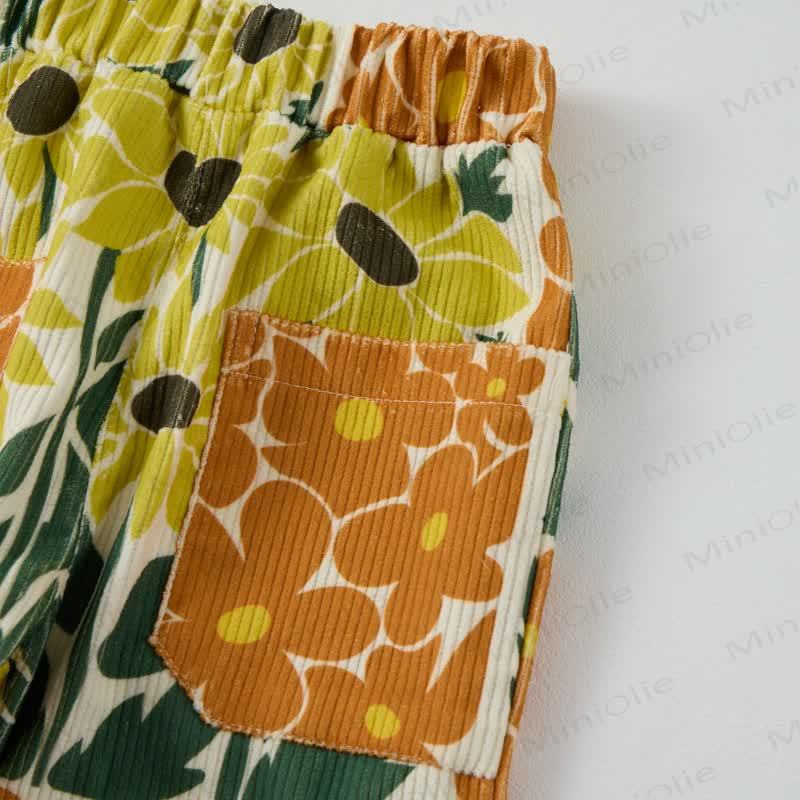 Baby Toddler Beige Flower Cord Pants - image 4