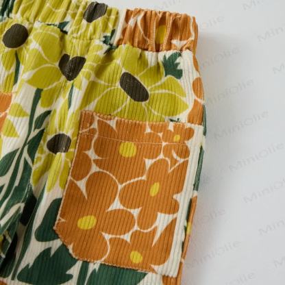 Baby Toddler Beige Flower Cord Pants - image 4