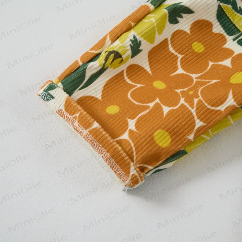 Baby Toddler Beige Flower Cord Pants - image 5