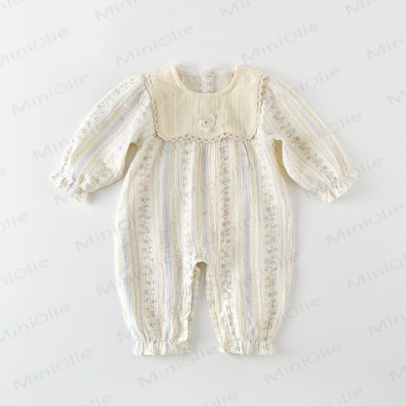 Baby Girl Floral Beige Romper - Beige - 18-24M - image 1