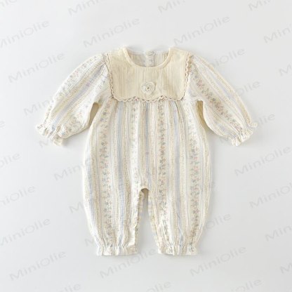 Baby Girl Floral Beige Romper - Beige - 18-24M - image 1