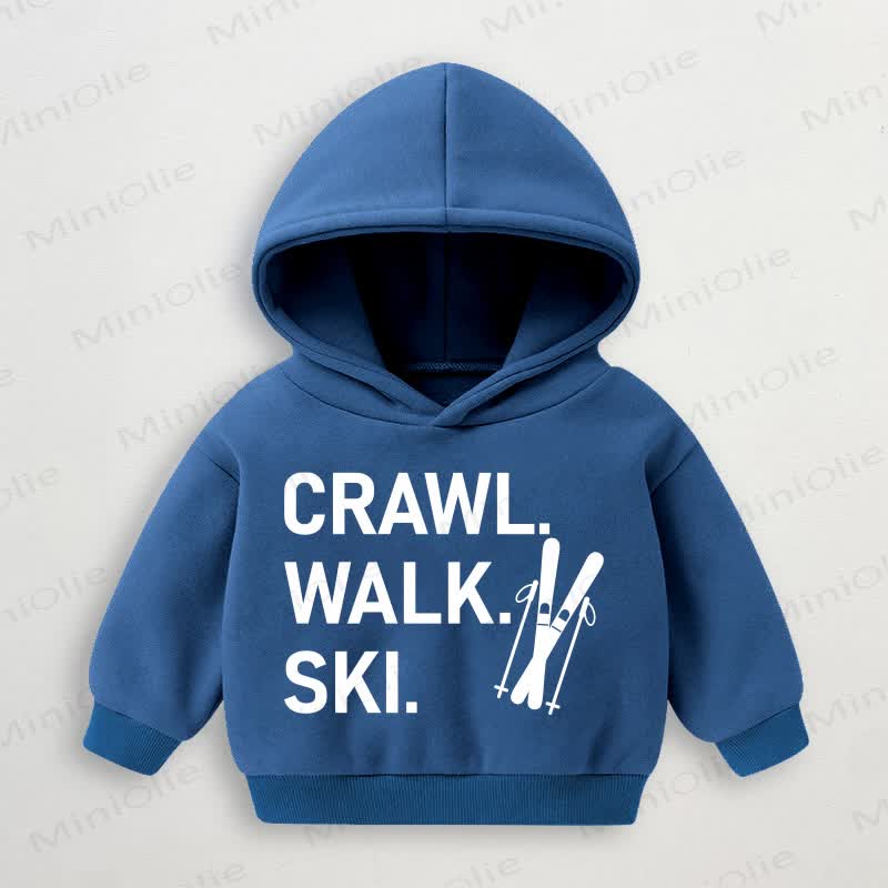 CRAWL. WALK. SKI. Baby Toddler Blue Hoodie Sweatshirt - Blue - 3-5T - image 1