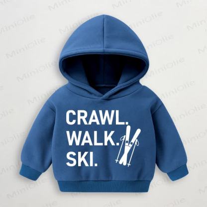 CRAWL. WALK. SKI. Baby Toddler Blue Hoodie Sweatshirt - Blue - 3-5T - image 1