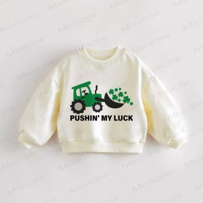 PUSHIN' MY LUCK Baby Toddler Sweatshirt - Cream - 3-5T - image 1
