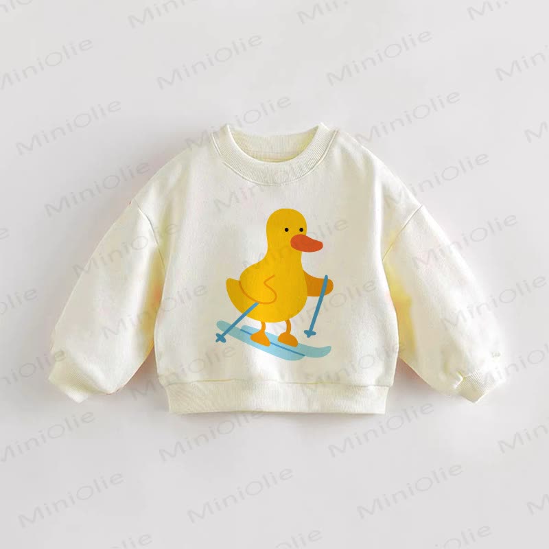 Baby Toddler Duck Skiing Sweatshirt - Cream - 3-5T - image 1