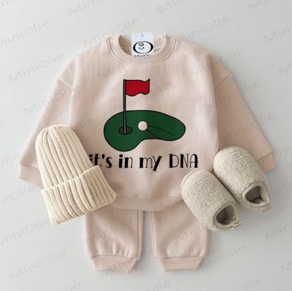 IT'S IN MY DNA Baby Golf Sweatshirt 2-piece Beige Set - Beige - 2-3T - image 1