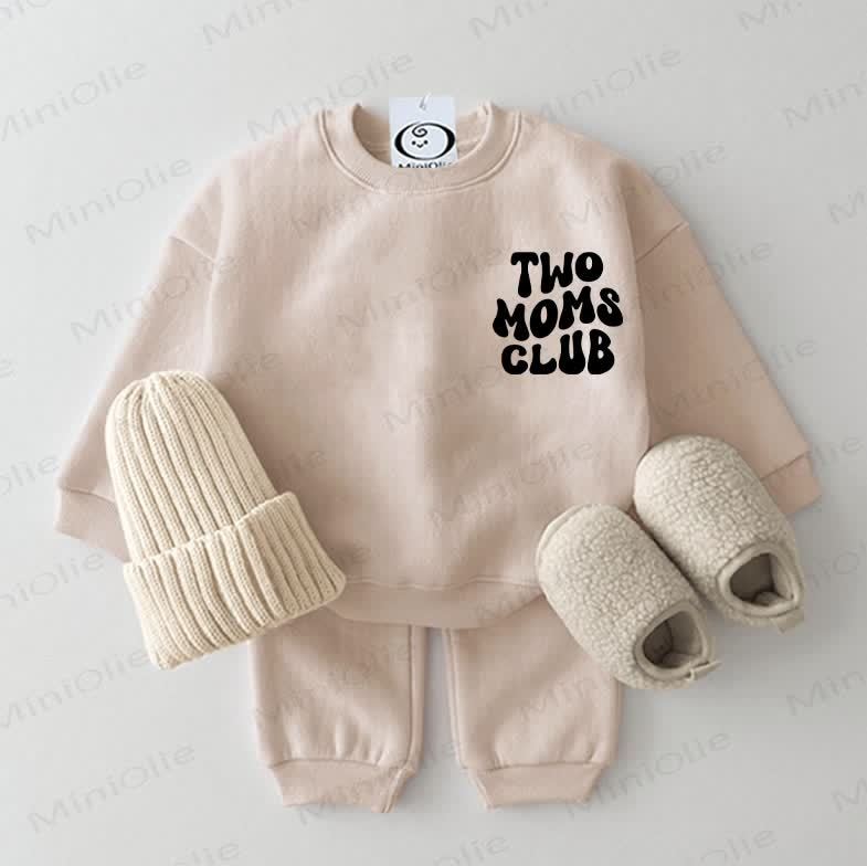 TWO MOMS CLUB Baby Sweatshirt 2-piece Beige Set - Beige - 2-3T - image 1