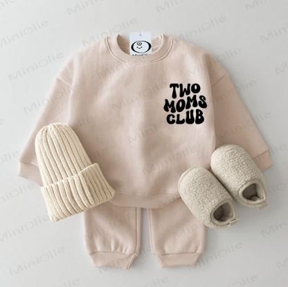 TWO MOMS CLUB Baby Sweatshirt 2-piece Beige Set - Beige - 2-3T - image 1