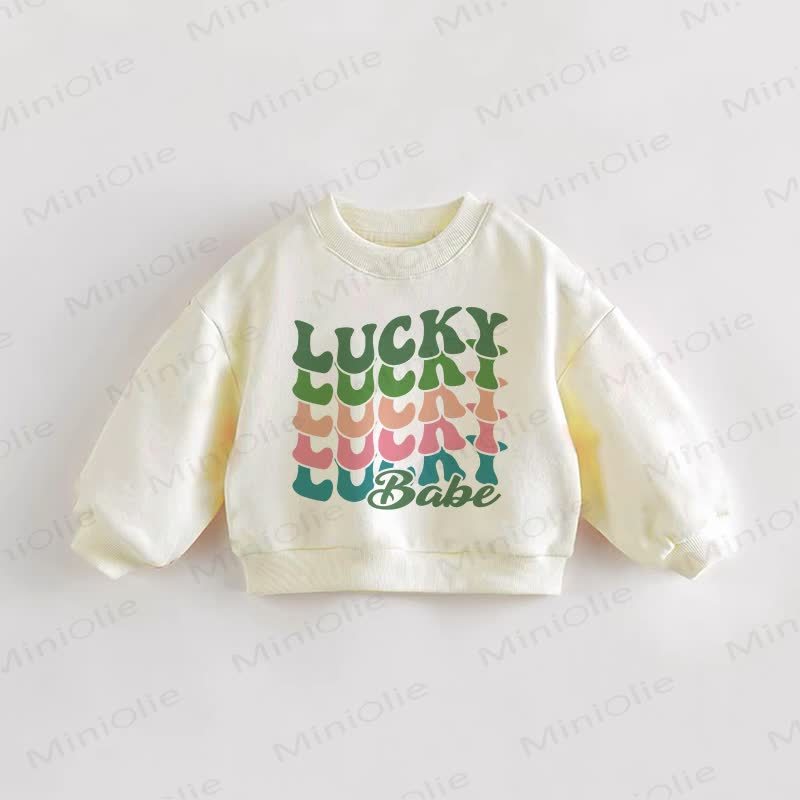 LUCKY BABE Baby Toddler Beige Sweatshirt - Cream - 3-5T - image 1