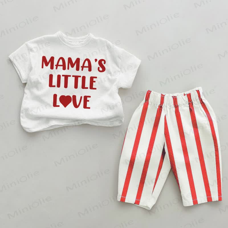 MAMA'S LITTLE LOVE Baby Red Vertical Striped 2-piece Set - White&Red - 2-3T - image 1