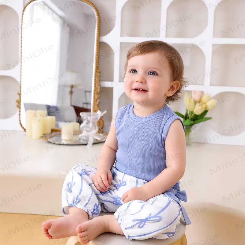 Baby Girl Bow Stripe Rib 2-piece Set - image 6