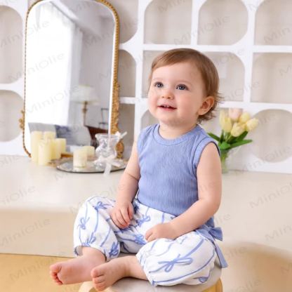 Baby Girl Bow Stripe Rib 2-piece Set - image 6