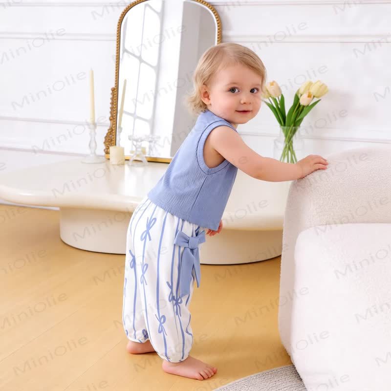 Baby Girl Bow Stripe Rib 2-piece Set - image 4