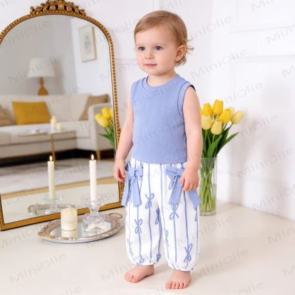 Baby Girl Bow Stripe Rib 2-piece Set - image 5