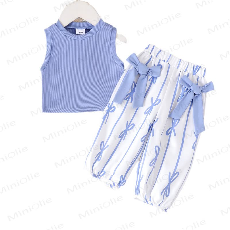 Baby Girl Bow Stripe Rib 2-piece Set - image 3