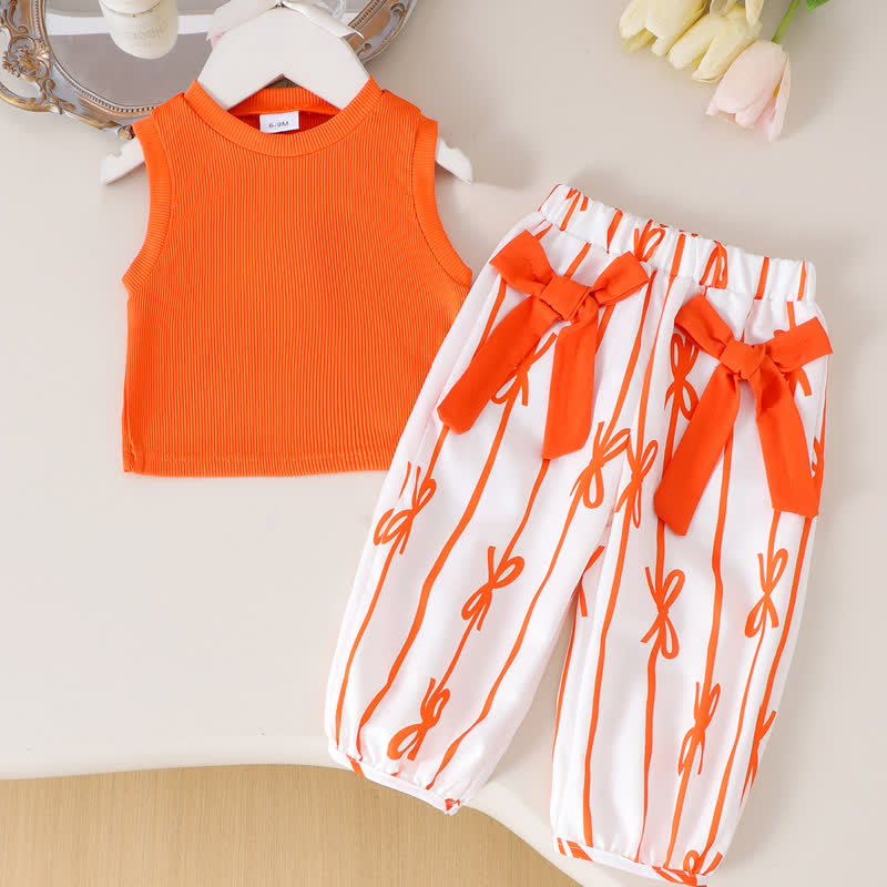 Baby Girl Bow Stripe Rib 2-piece Set - Orange - 2-3Y - image 7