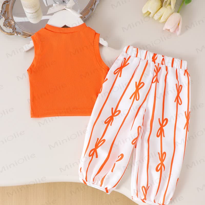 Baby Girl Bow Stripe Rib 2-piece Set - image 8