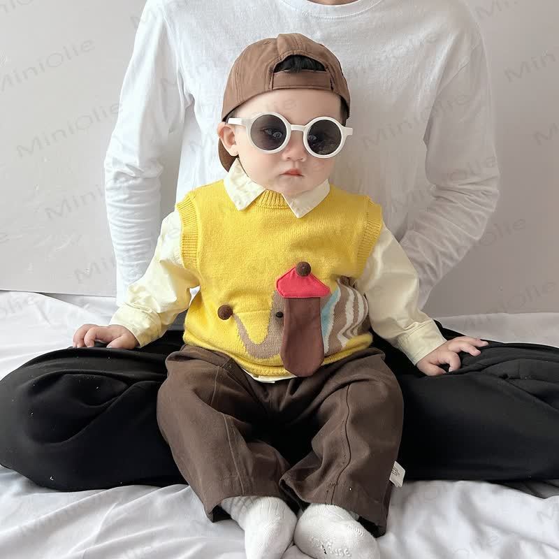 Baby Toddler Boy Knit Dog Tank Top/Beige Top/Brown Pants - image 3