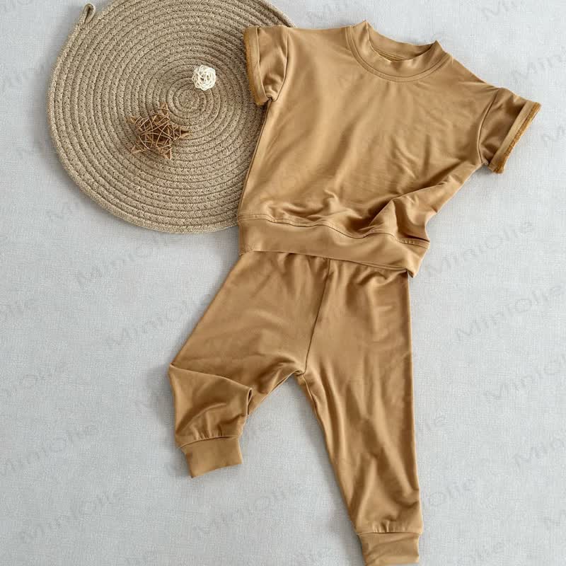 Baby Solid Color 2-piece Set - Yellow - 5-7T - image 7