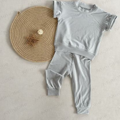 Baby Solid Color 2-piece Set - Grey - 5-7T - image 8