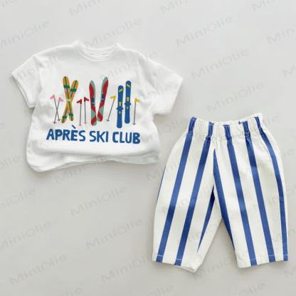 APRES SKI CLUB Baby Blue Vertical Striped 2-piece Set - White&Blue - 2-3T - image 1