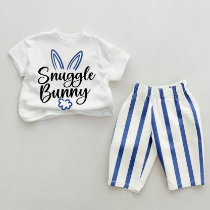 SNUGGLE BUNNY Baby 2-piece Blue Vertical Striped Set - White&Blue - 2-3T - image 1