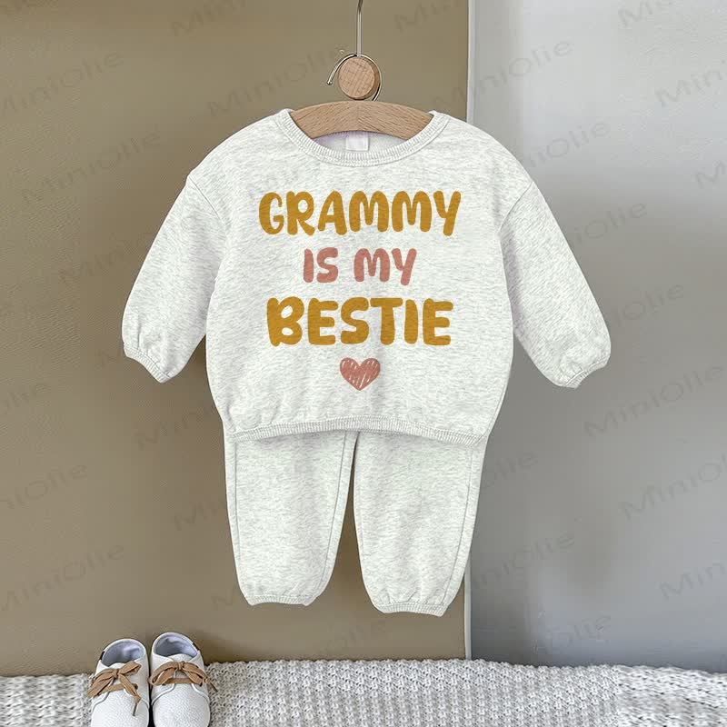 GRAMMY IS MY BESTIE Baby Love 2-piece Gray Sweatshirt Set - Gray - 2-3T - image 1
